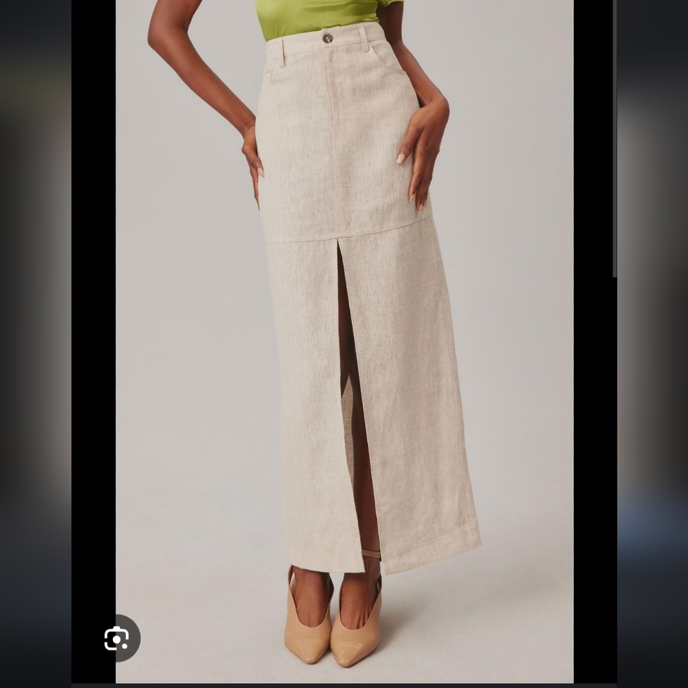 Reformation Beige Maxi Skirt with Front Slit - Picture 2 of 12